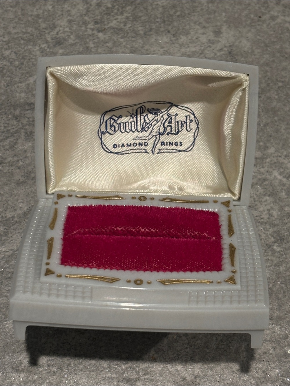 Vintage Pink Velvet Jewelry Ring Box Case Women Accessories GUILD ART